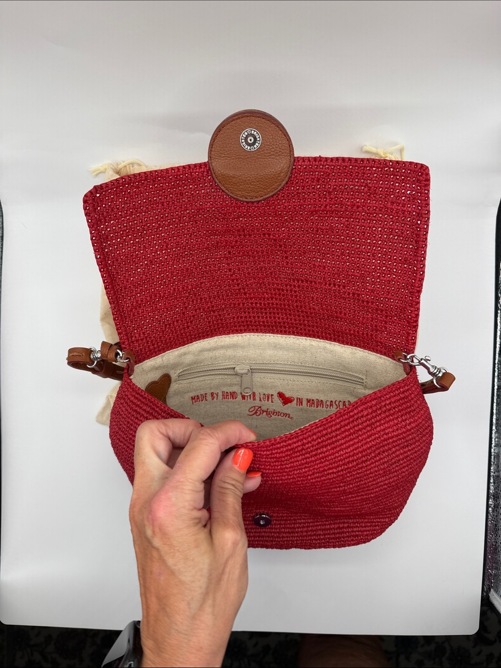 Retired Brighton Madra Raffia Flap Handbag - Picture 2 of 10